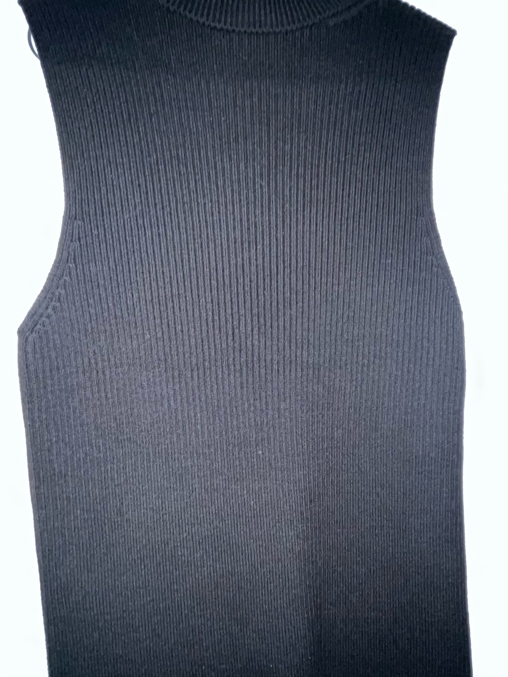 White House Black Market Black Ribbed Sleeveless Knit Top - Picture 3 of 3
